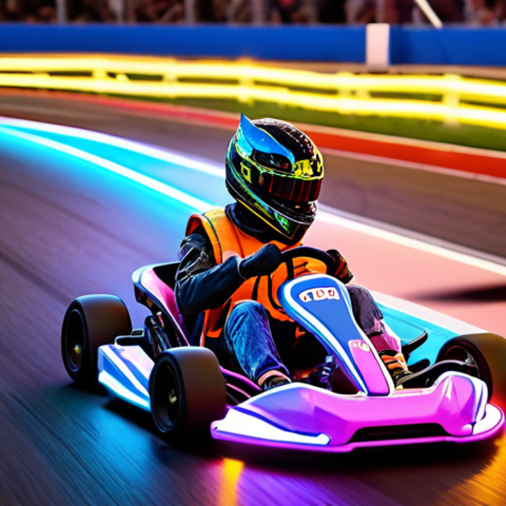 **

A vibrant, dynamic scene of KartRider karts drifting around a neon-lit track, showcasing the excitement of early-game racing. Focus on karts with a "Newbie" or "Beginner" theme, perhaps with slightly clumsy or novice-looking drivers.  Emphasize the fun and learning aspects with bright colors and a friendly atmosphere.

**